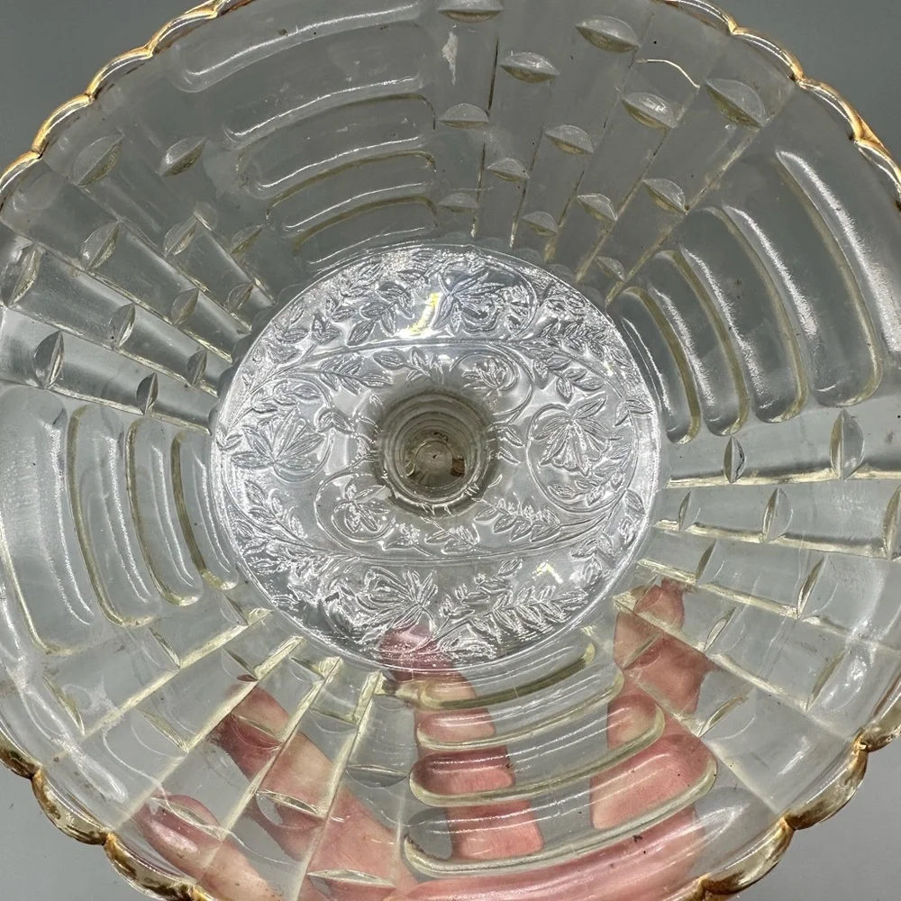 Louise clear Jeanette Glass Pedestal Bowl with Gold Trim